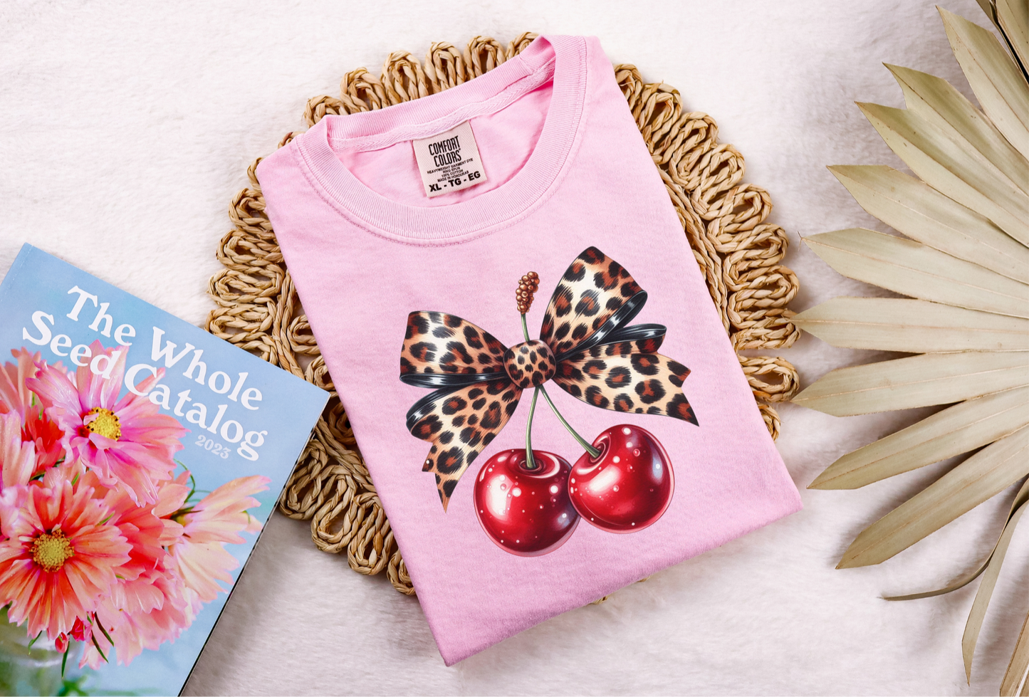Leopard Print Cherry Bow Coquette Shirt