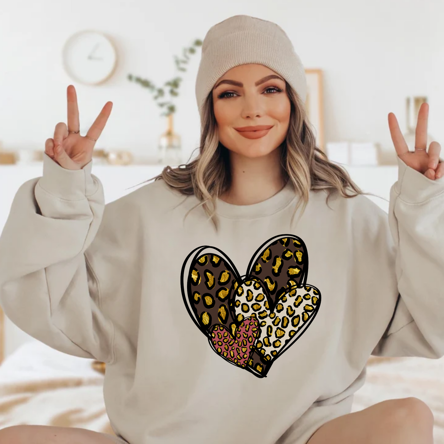 Valentine Leopard Hearts Sweatshirt