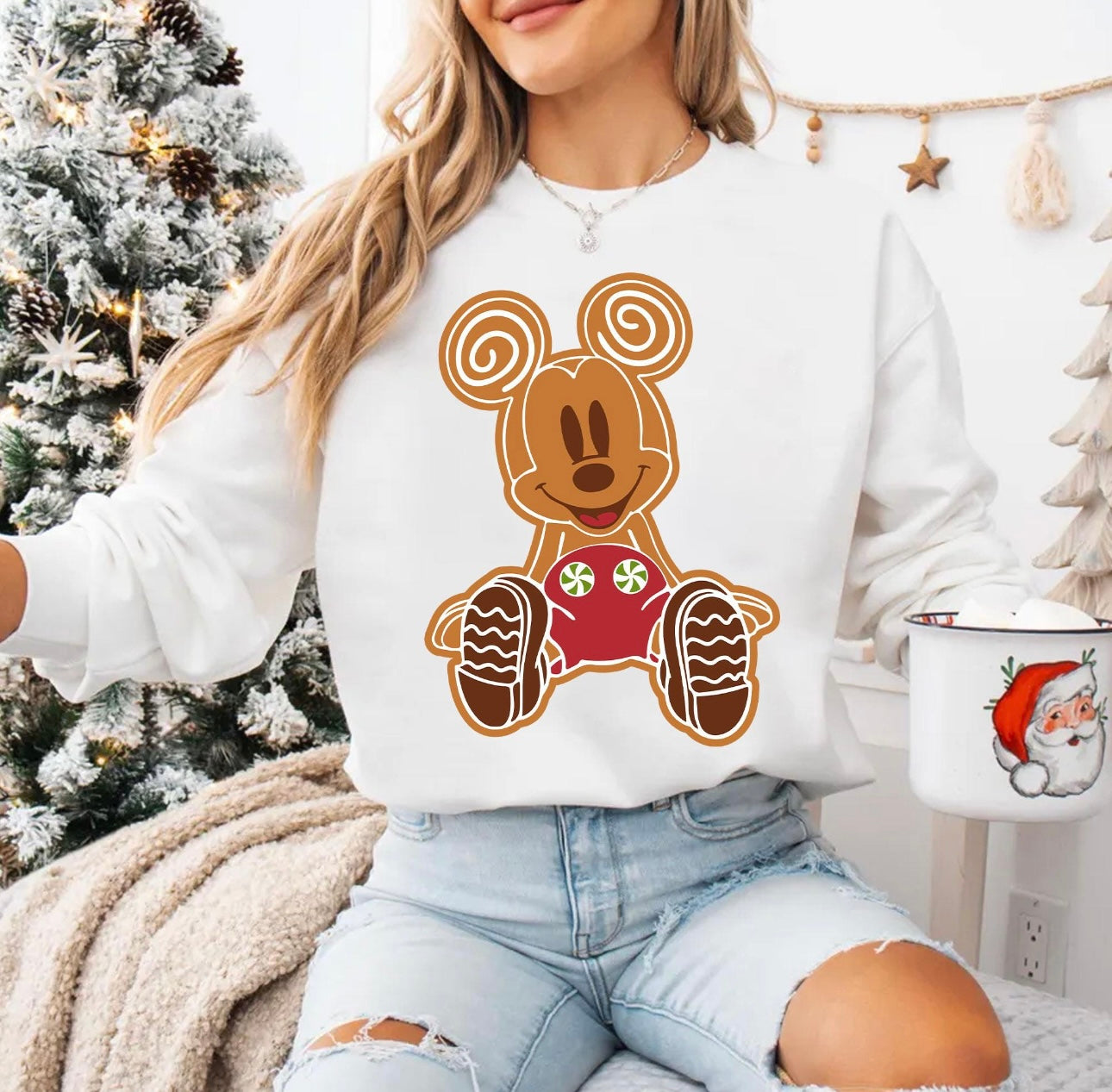 Gingerbread Boy Mouse Christmas Crewneck Sweatshirt