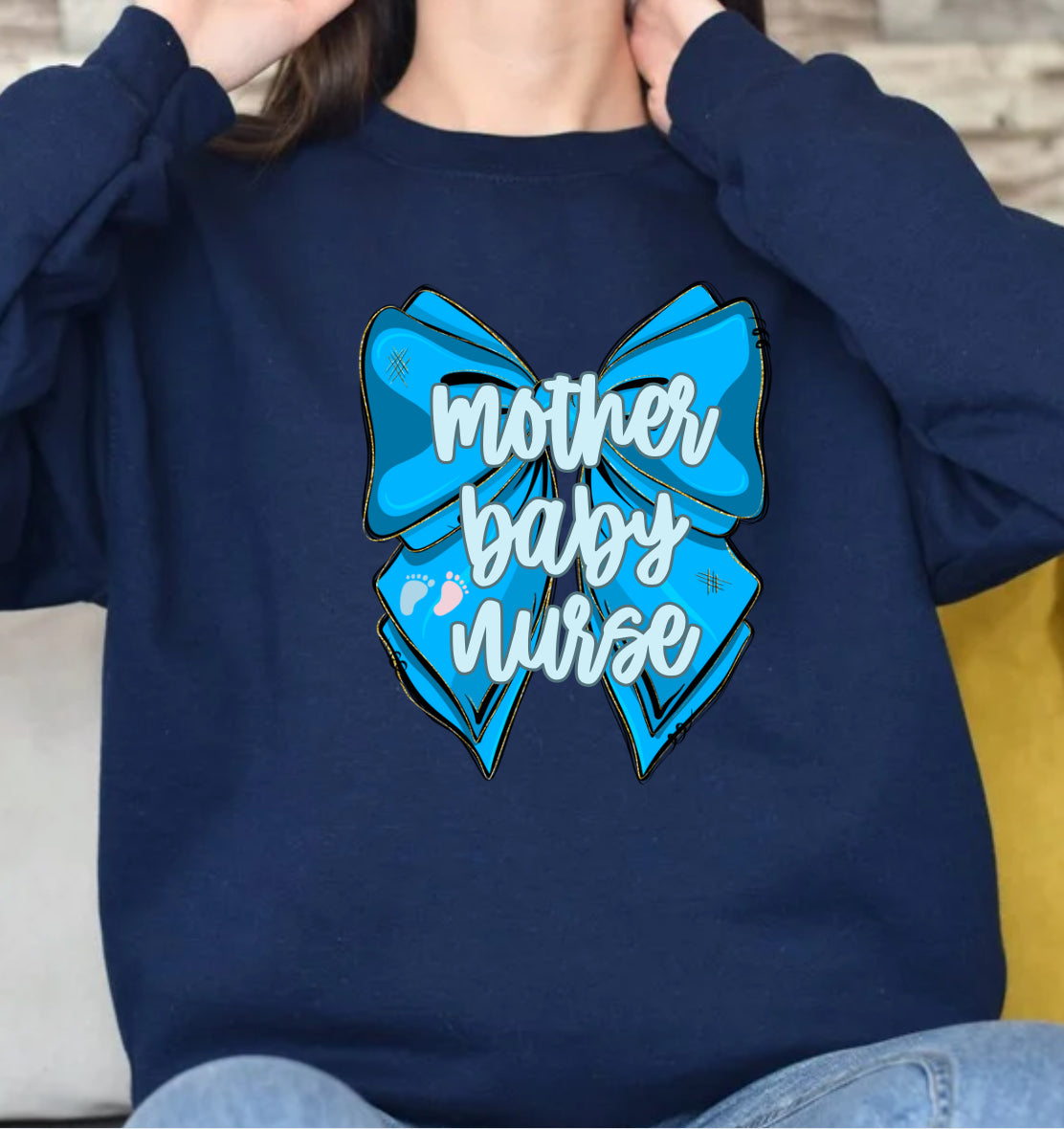 Mother Baby Nurse Bow Sweatshirt