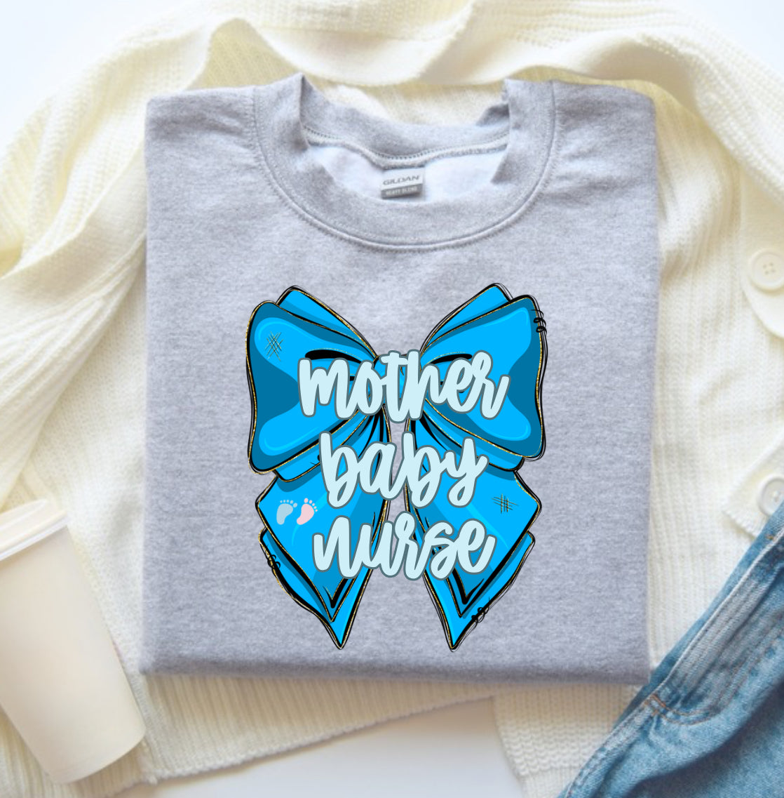 Mother Baby Nurse Bow Sweatshirt