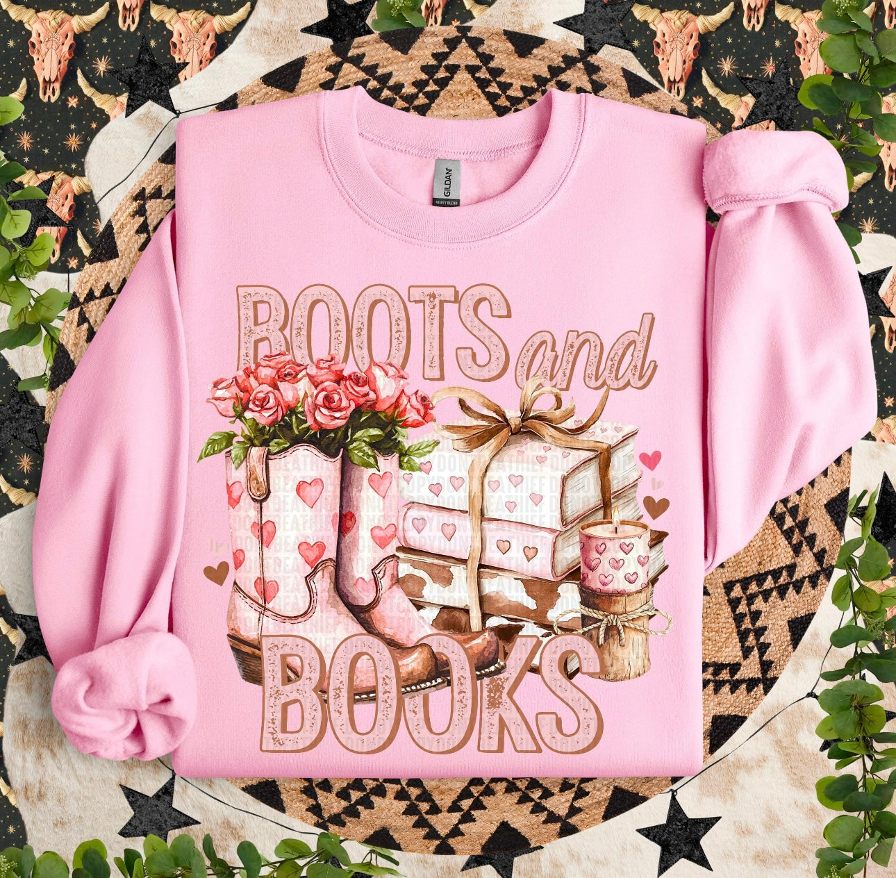 Boots & Books | Valentine's Day Crewneck Sweatshirt