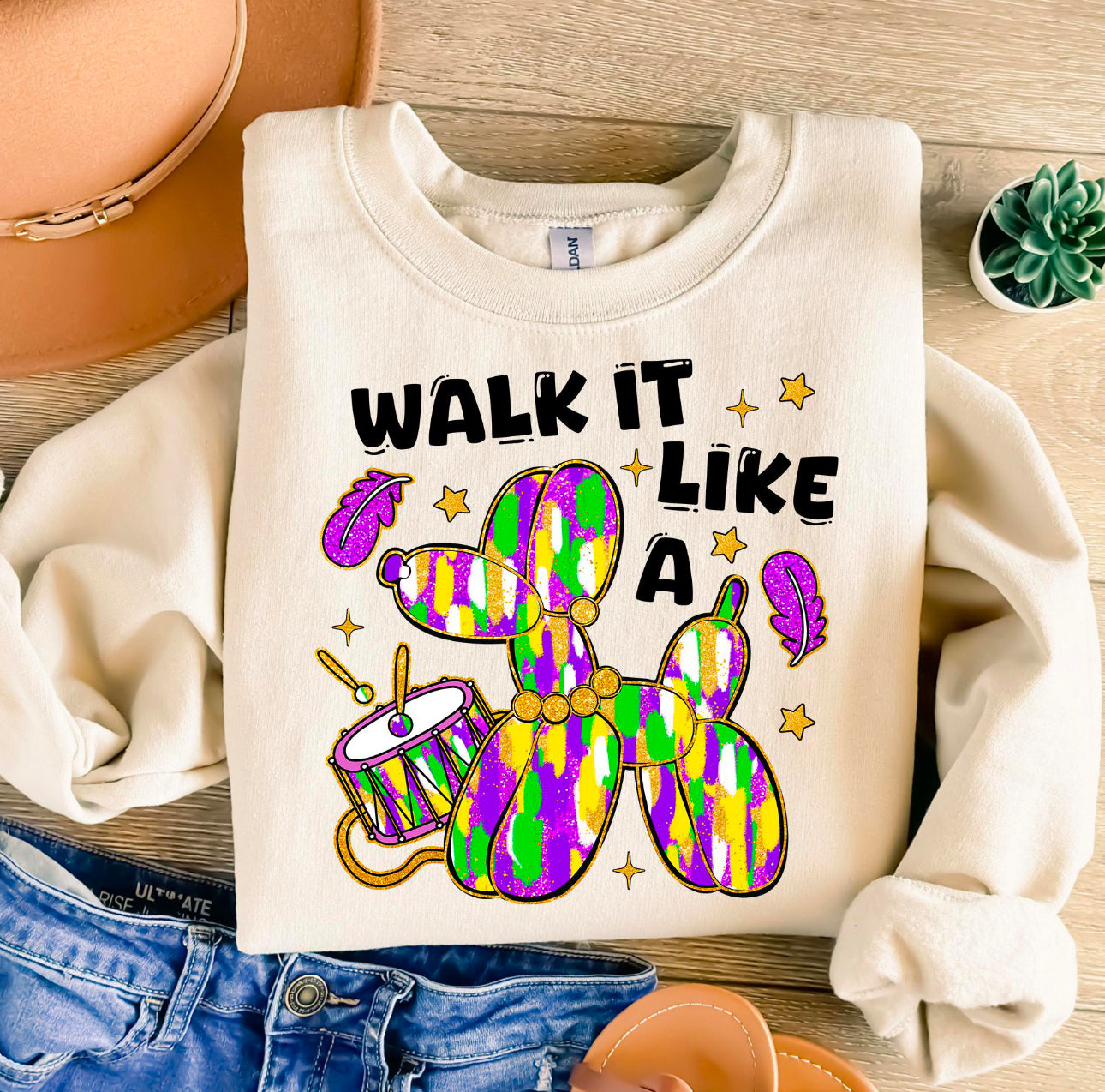 Walk It Like a Dog Mardi Gras Sweatshirt | Funny Mardi Gras Sweatshirt