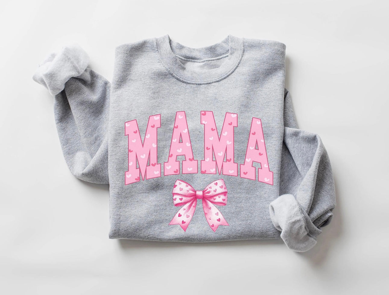 Valentine's Day Mama Bow Crewneck Sweatshirt