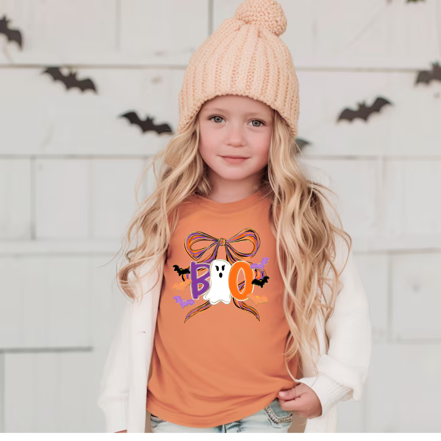 Coquette Halloween Bow Ghost Shirt for Girls β Bella + Canvas