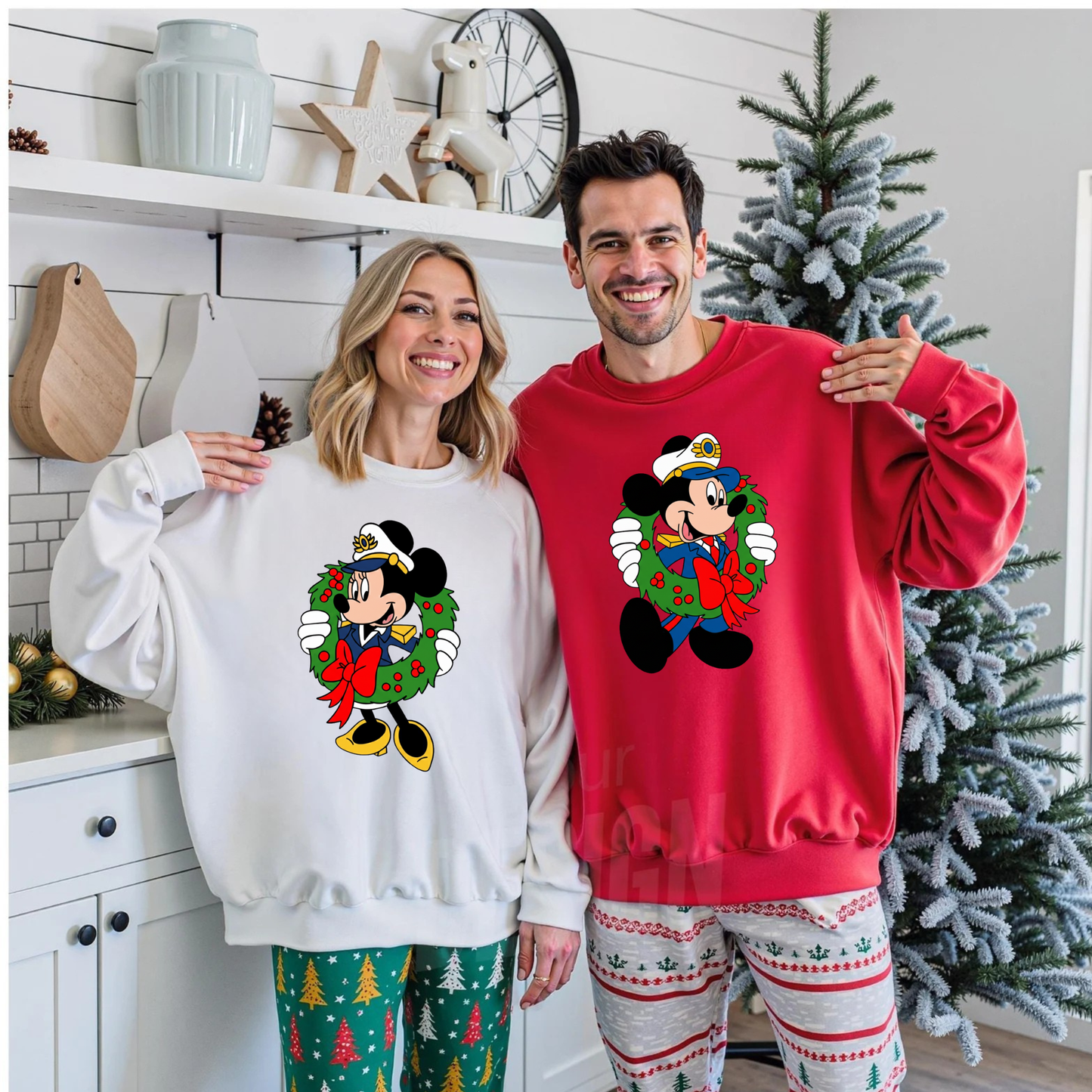 Captain Mouse Cruise Christmas Crewneck Sweatshirt for Kids and Adults