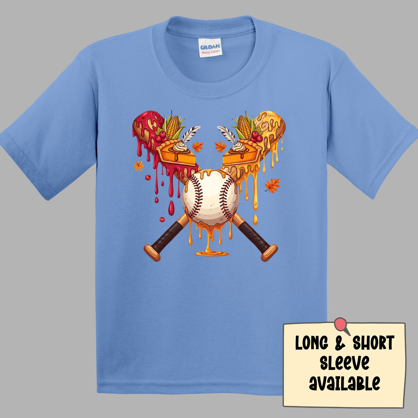 Thanksgiving Drip Baseball Shirt for Boys | Kids Fall Baseball Shirt | Funny Turkey Thanksgiving Shirt | Boys Long Sleeve or Short Sleeve Tee