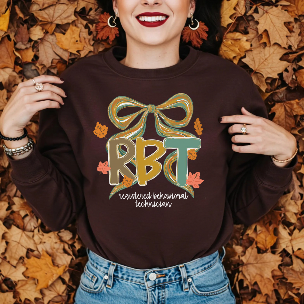 Fall RBT Sweatshirt β Registered Behavior Technician Crewneck with Leaves β Gildan 18000