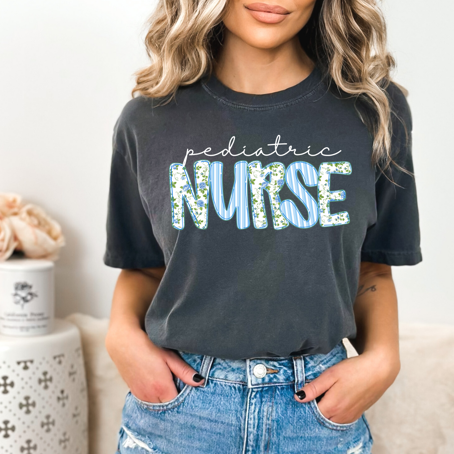 Floral Pediatric Nurse Shirt