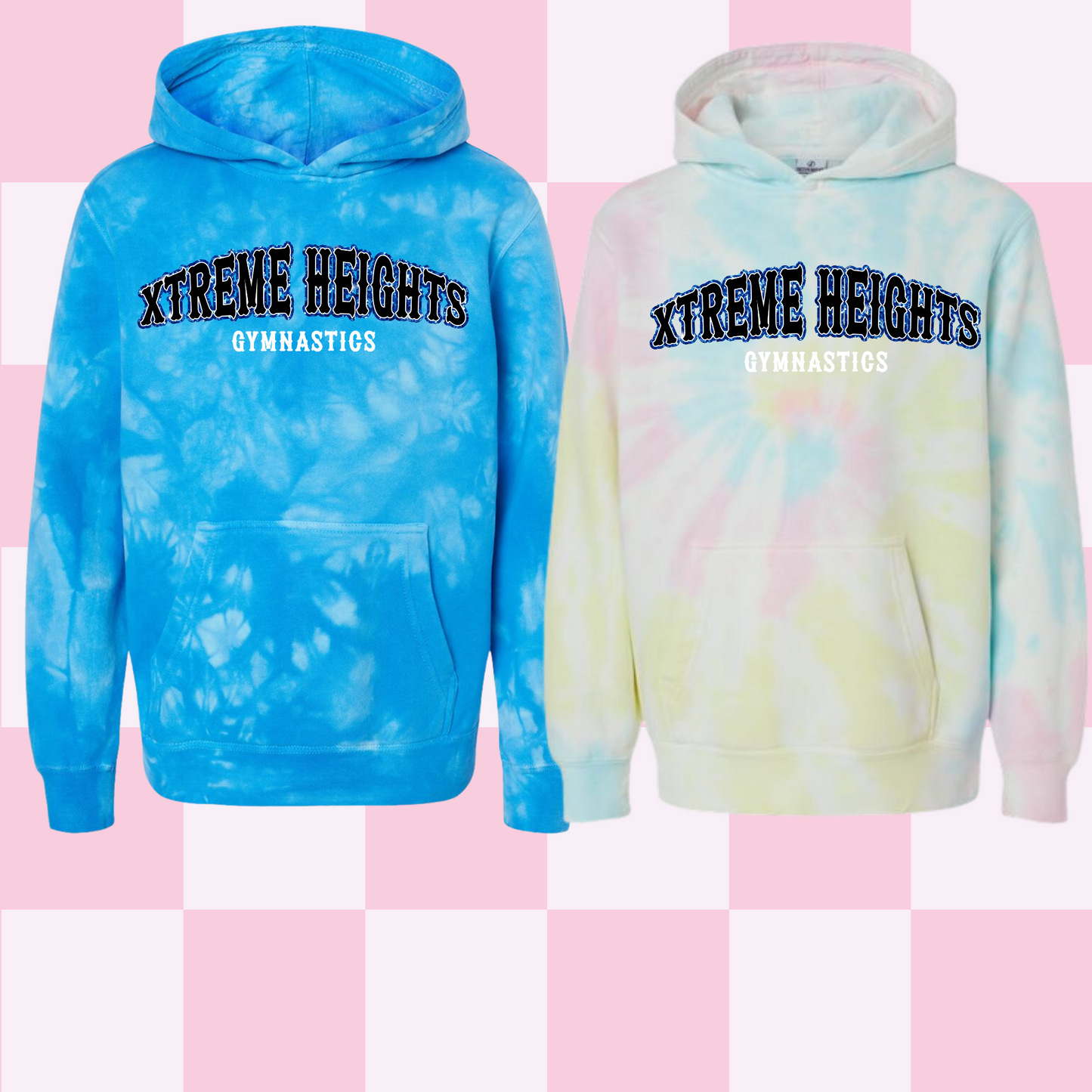 Design 6 Xtreme Heights Gymnastics Youth & Adult Tie Dye Hoodie