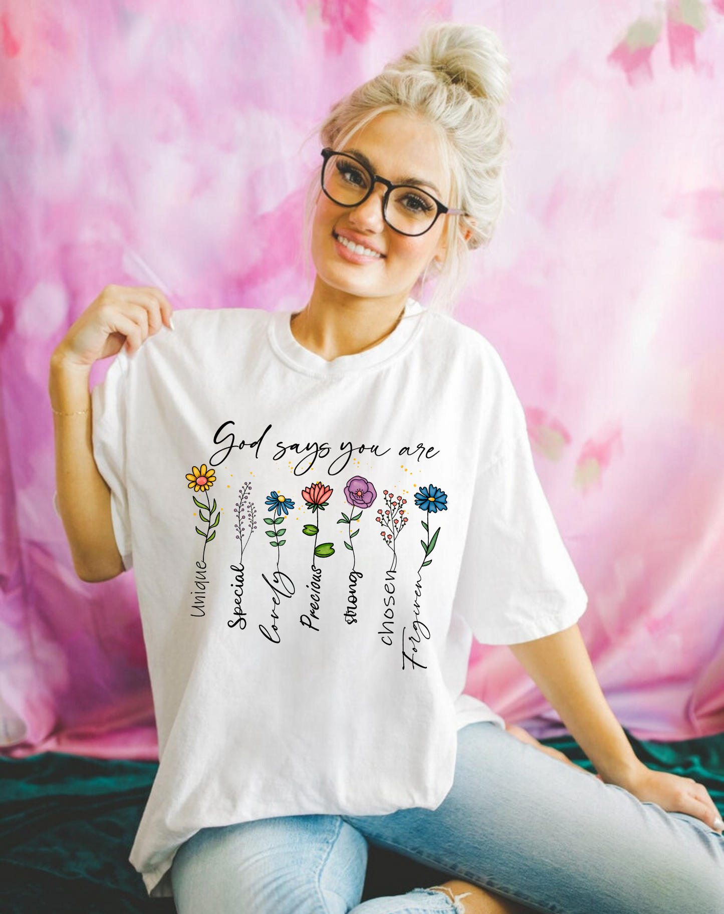 Trendy, floral Christian Shirt with Bible Verse Quotes - Vintage-inspired design, Christian apparel