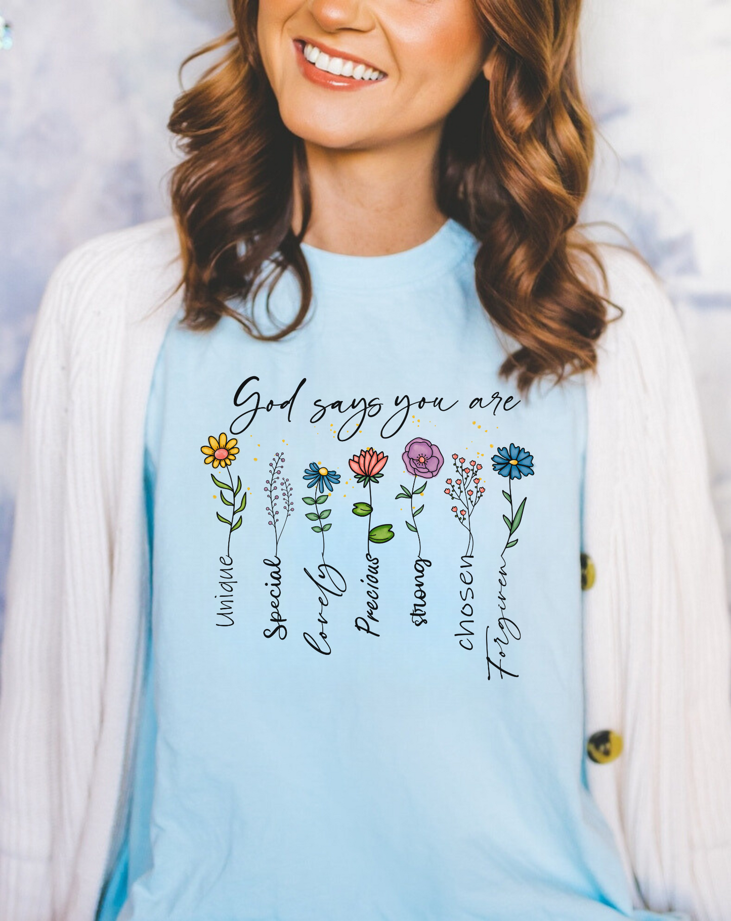 Trendy, floral Christian Shirt with Bible Verse Quotes - Vintage-inspired design, Christian apparel