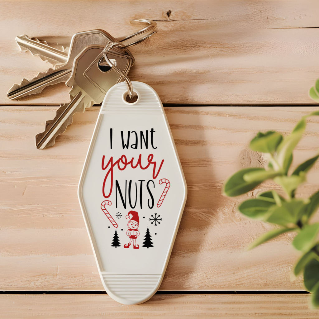 I Want Your Nuts | Funny Christmas Keychain for White Elephant Gift