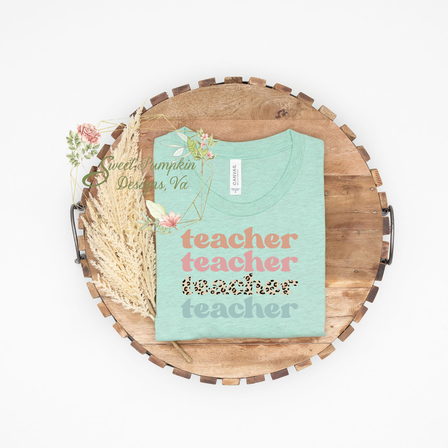 Cute leopard print teacher shirt.