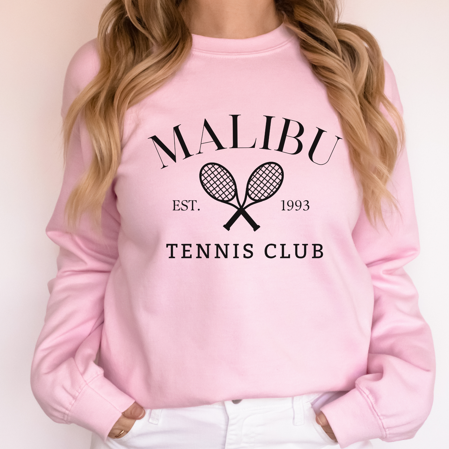Preppy Malibu Tennis Club sweatshirt - a must-have for a stylish coastal granddaughter, perfect for a tennis club aesthetic and a preppy summer outfit