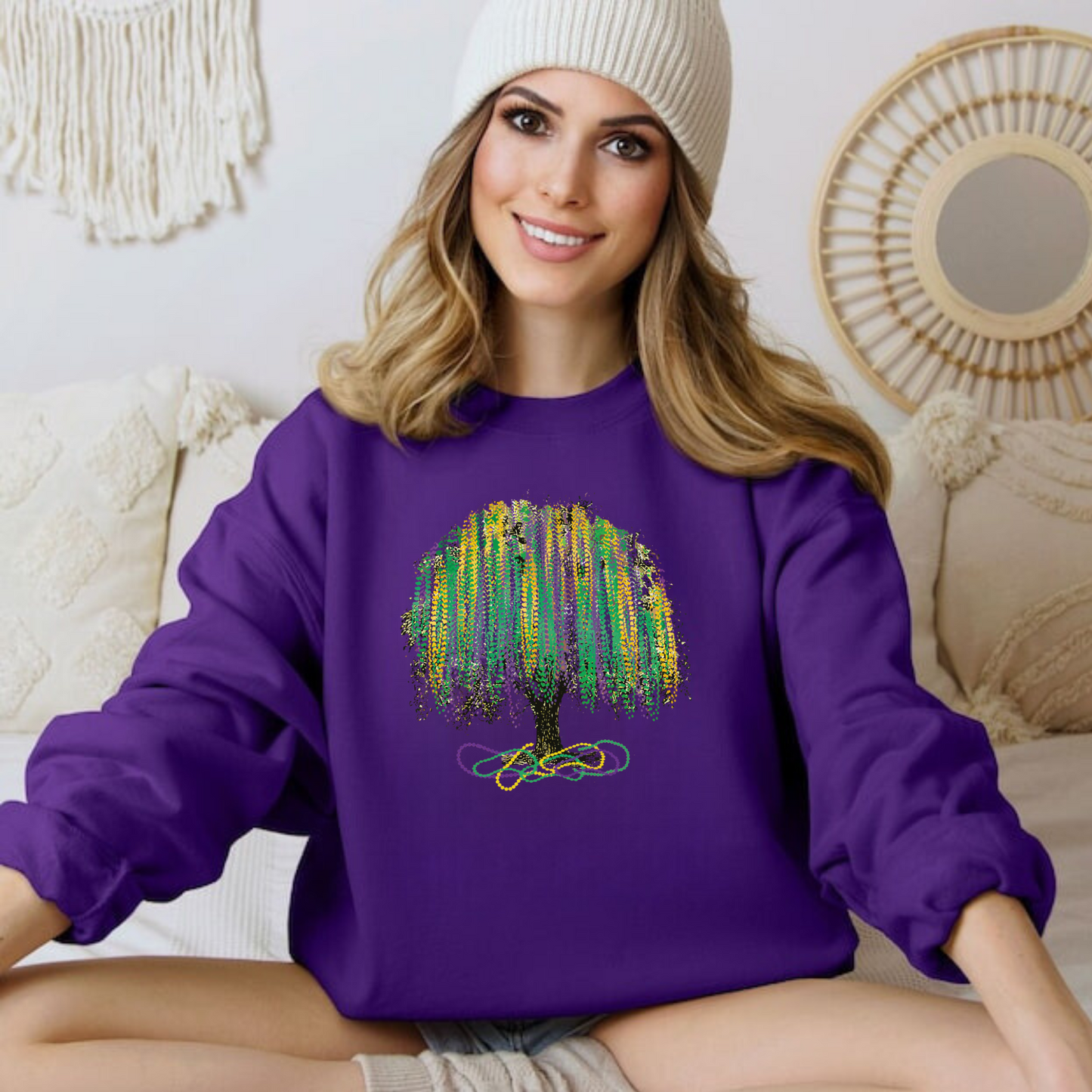 Mardi Gras Bead Tree Sweatshirt