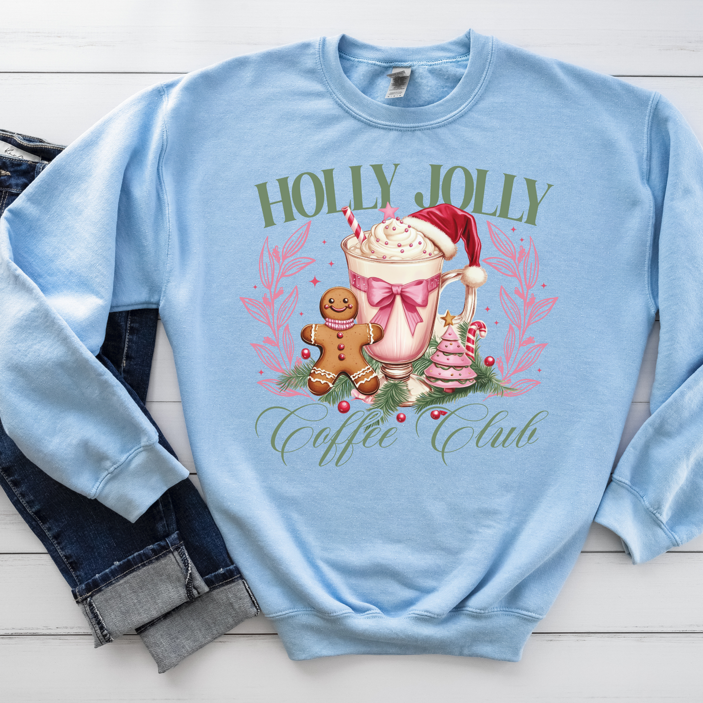 Jolly Coffee Club Coquette Christmas Crewneck Sweatshirt