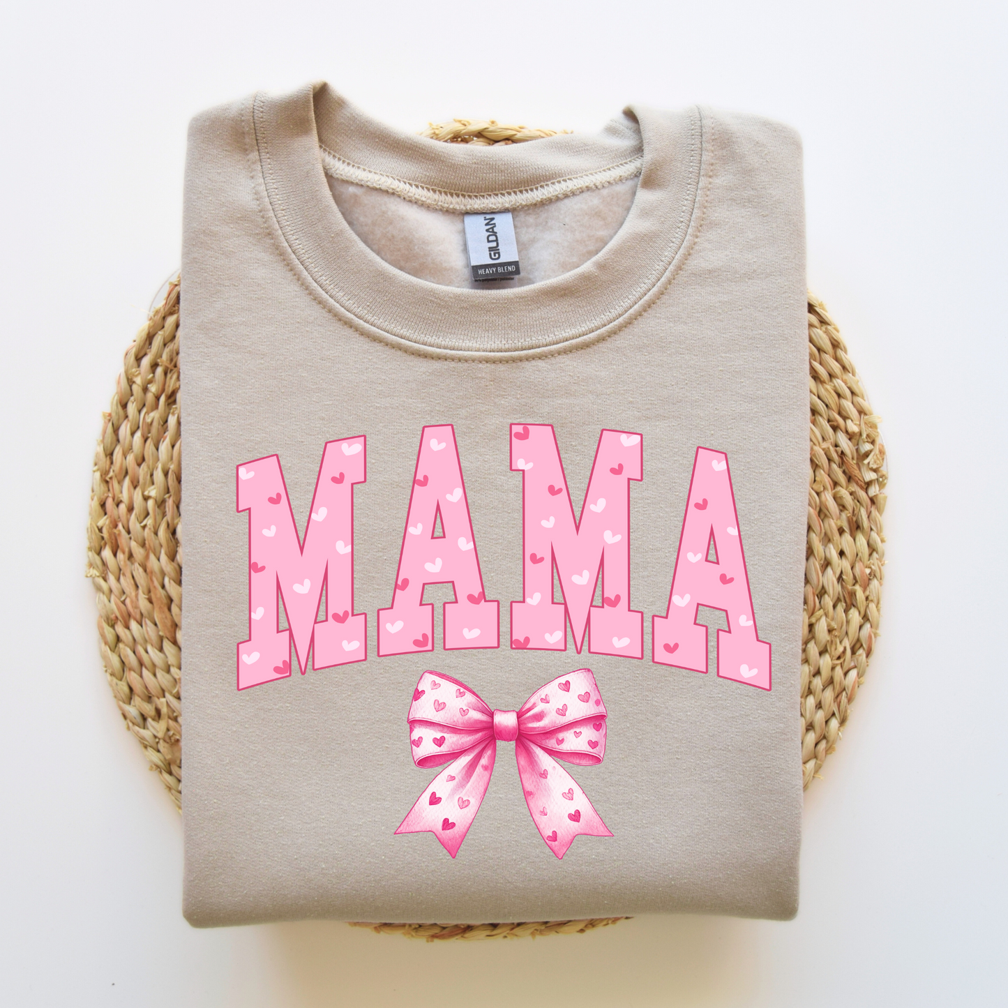 Valentine's Day Mama Bow Crewneck Sweatshirt
