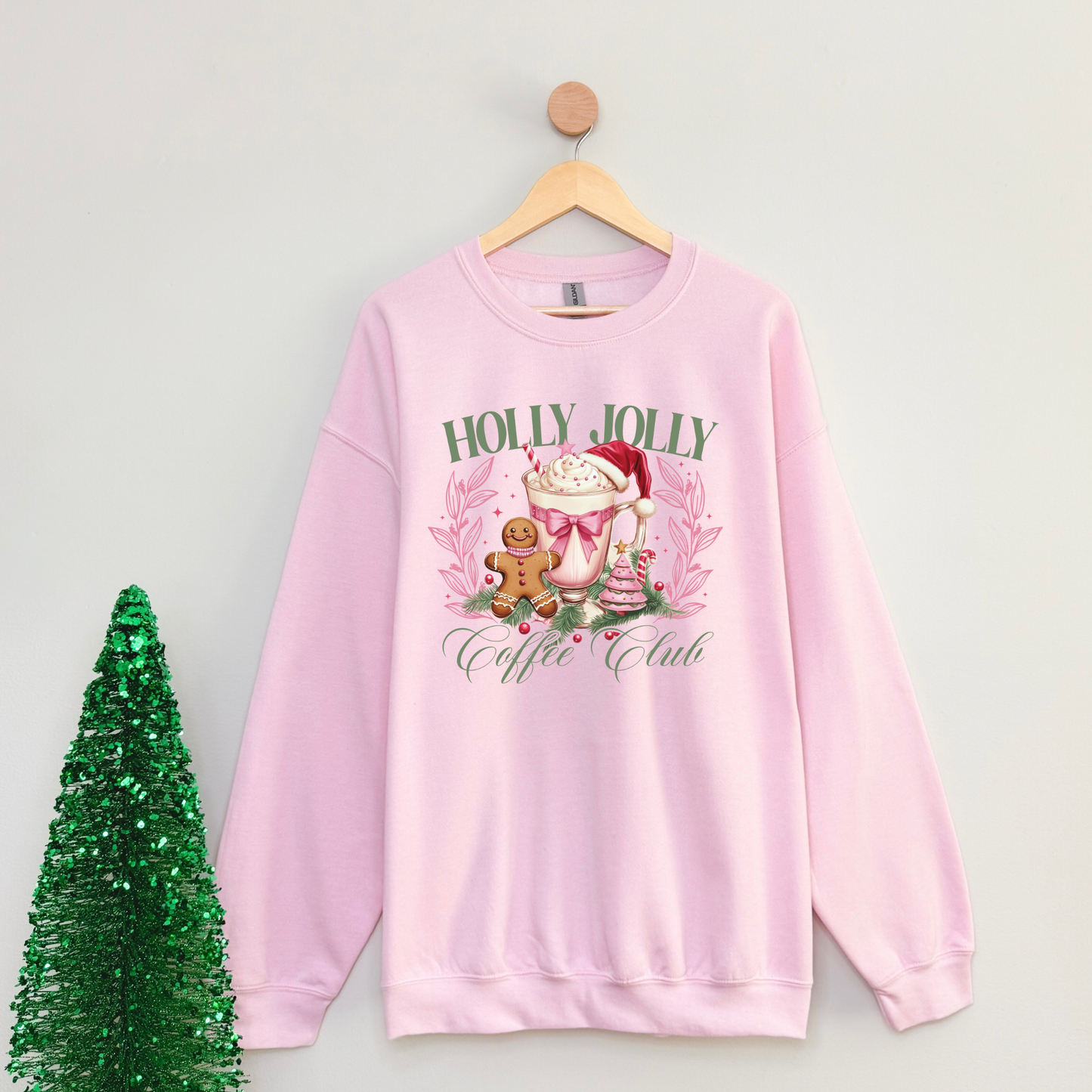 Jolly Coffee Club Coquette Christmas Crewneck Sweatshirt