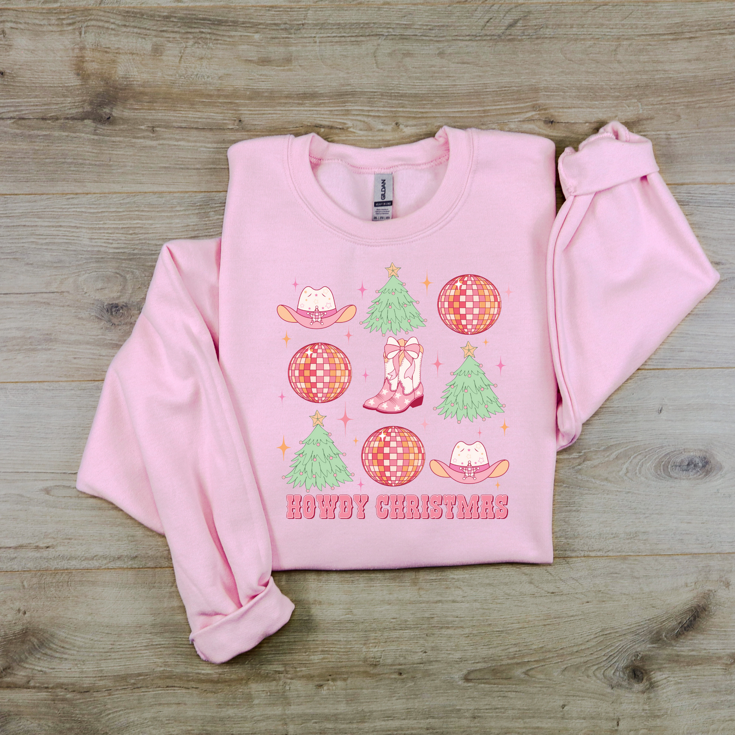 Pink Howdy Christmas Crewneck Sweatshirt