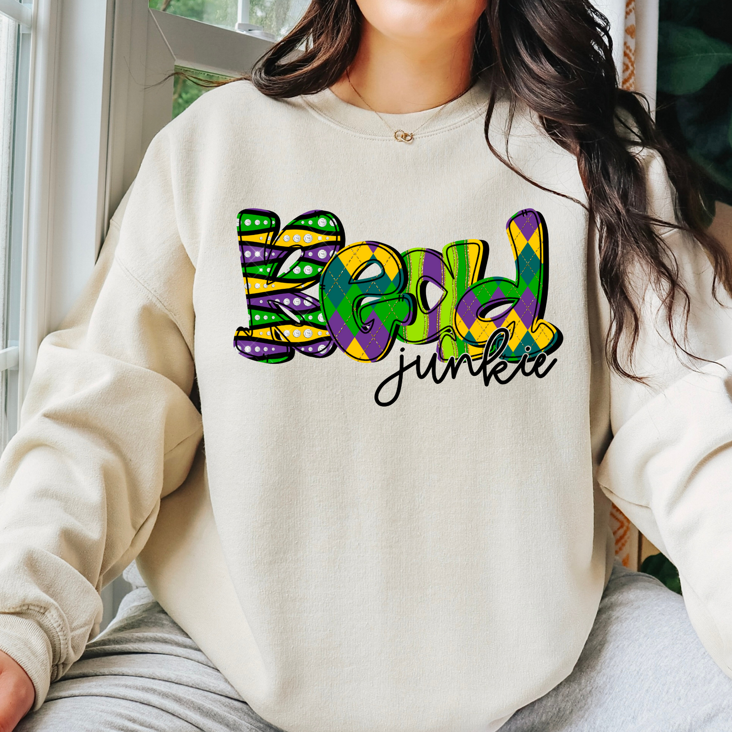 Bead Junkie Mardi Gras Sweatshirt