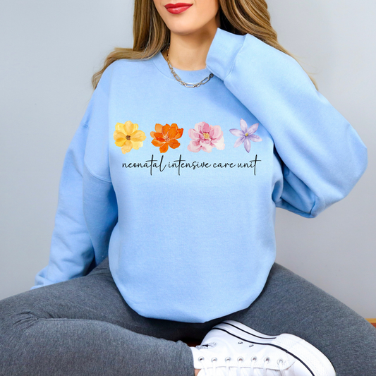 Flower NICU nurse crewneck sweatshirt