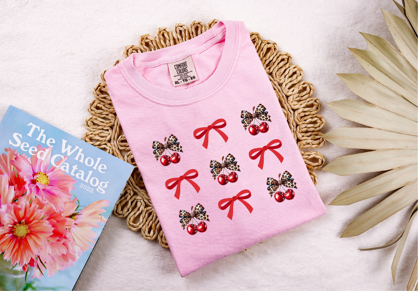 Leopard Print Cherry Bow Collage Coquette Shirt