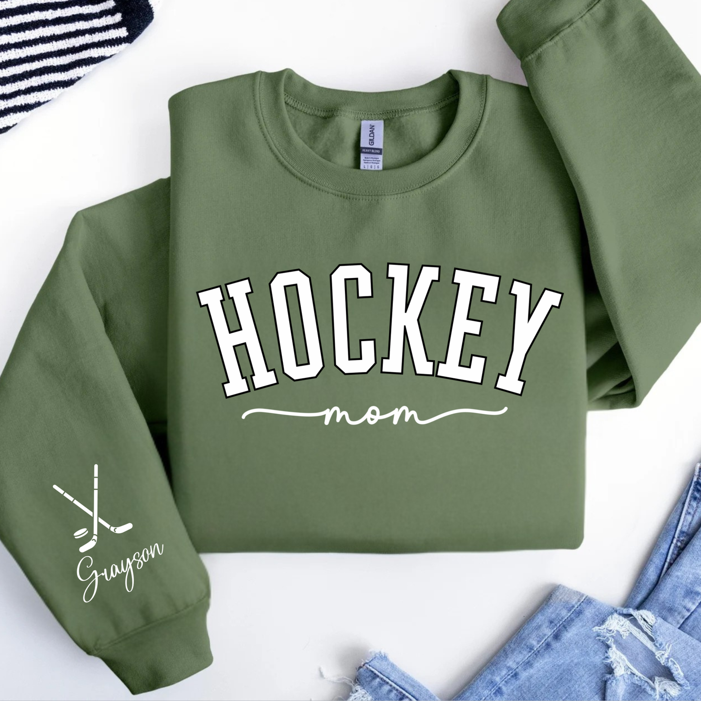 Custom Hockey Mom Sweatshirt | Personalized Hockey Crewneck | Game Day Hockey Shirt | Hockey Mama Gift