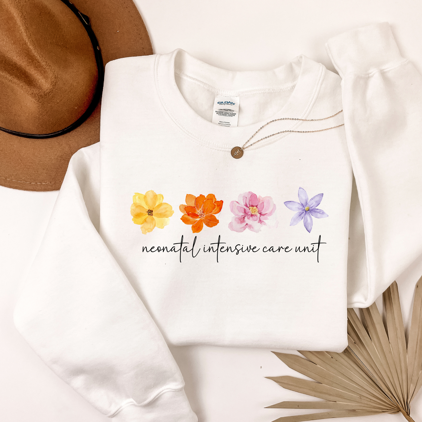 Flower NICU nurse crewneck sweatshirt