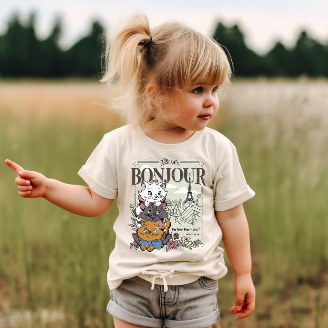 French Cat Shirt for Girls