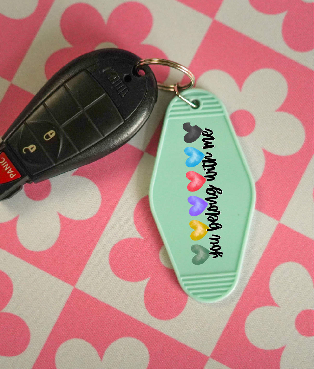 You Belong With Me motel keychain