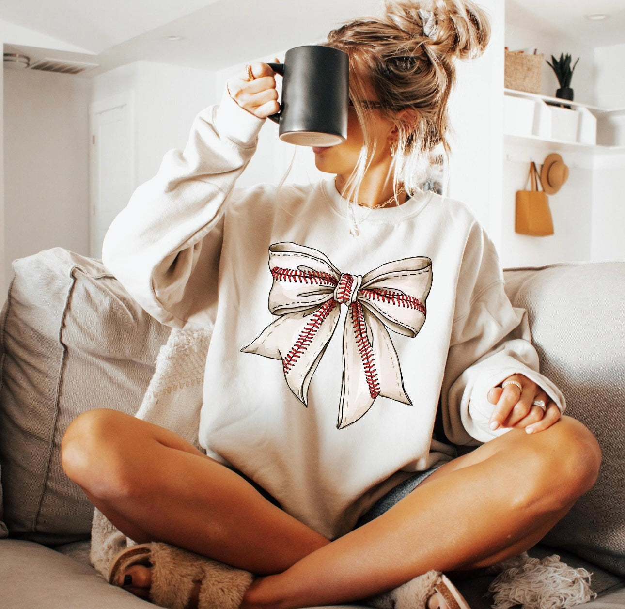 Baseball Bow Crewneck Sweatshirt