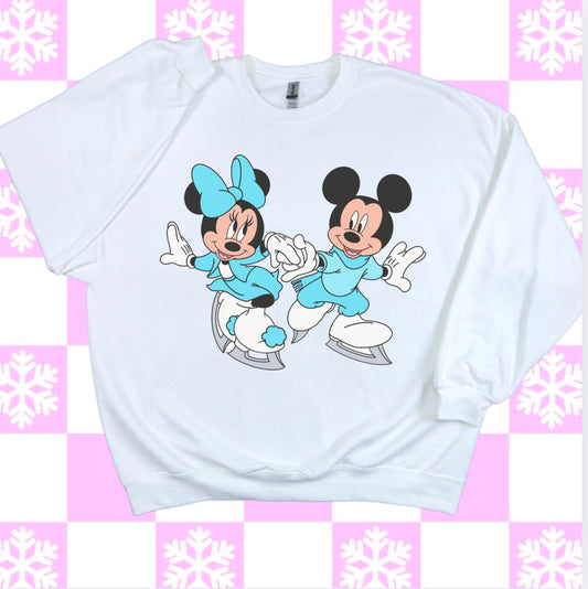 Ice Skating Mouse Winter Crewneck Sweatshirt