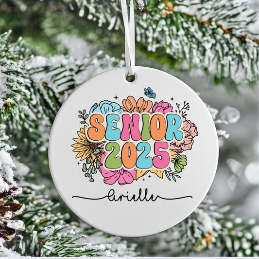 Personalized Senior 2025 Ceramic Christmas Ornament