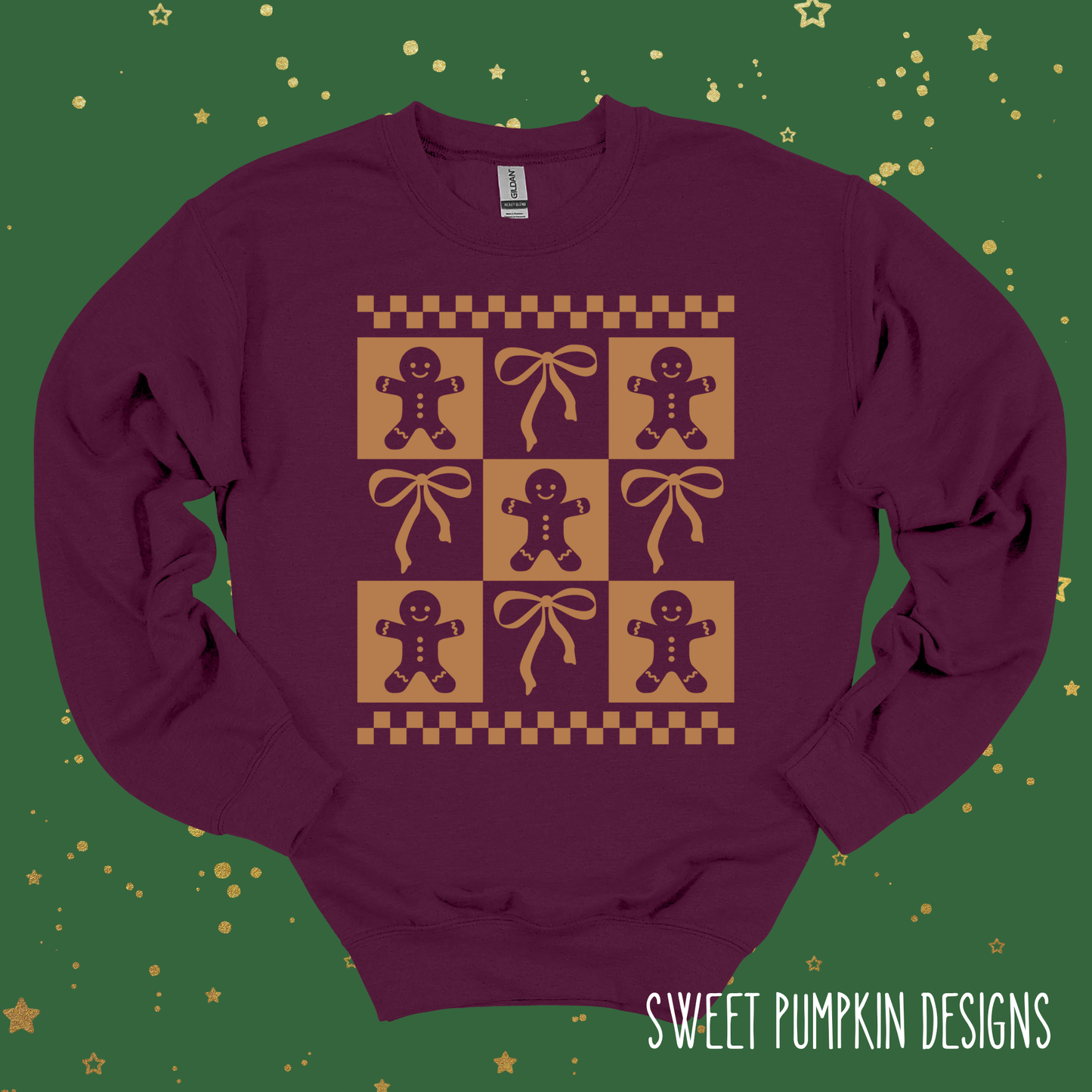 Gingerbread Christmas Sweatshirt with Bows