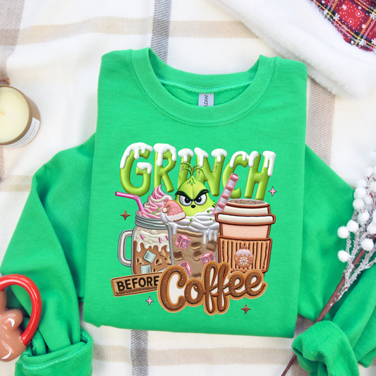 GR1NCH BEFORE COFFEE SWEATSHIRT - SNOW DAY EXCLUSIVE
