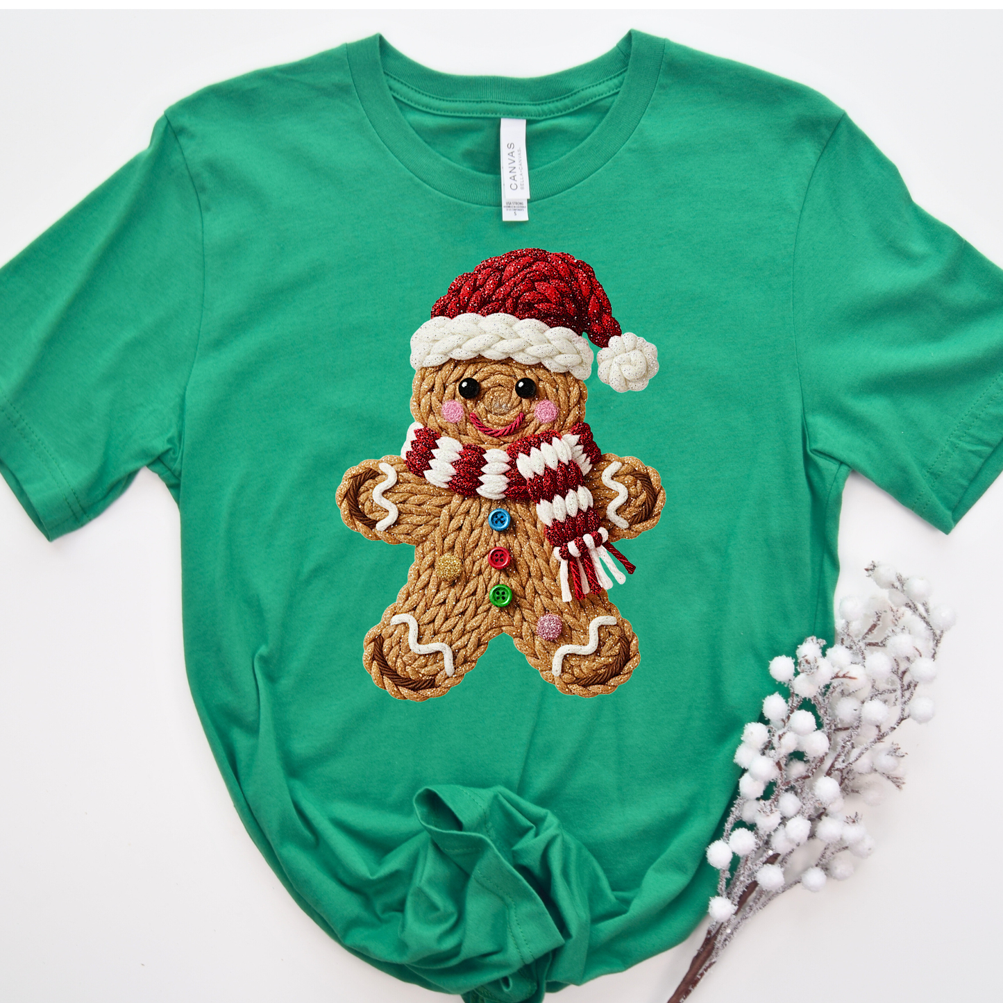 FAUX YARN GINGERBREAD MAN CHRISTMAS SHIRT - SNOW DAY EXCLUSIVE