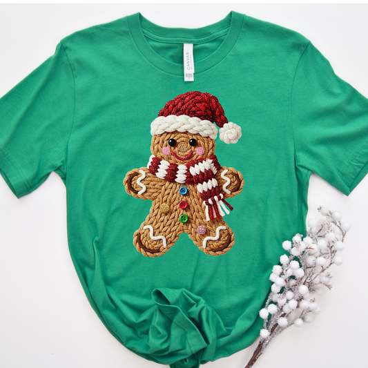 FAUX YARN GINGERBREAD MAN CHRISTMAS SHIRT - SNOW DAY EXCLUSIVE
