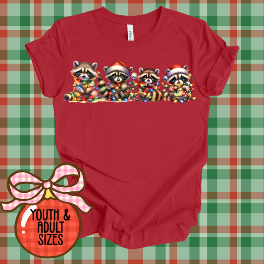 RACCOONS WITH CHRISTMAS LIGHTS - SNOW DAY EXCLUSIVE