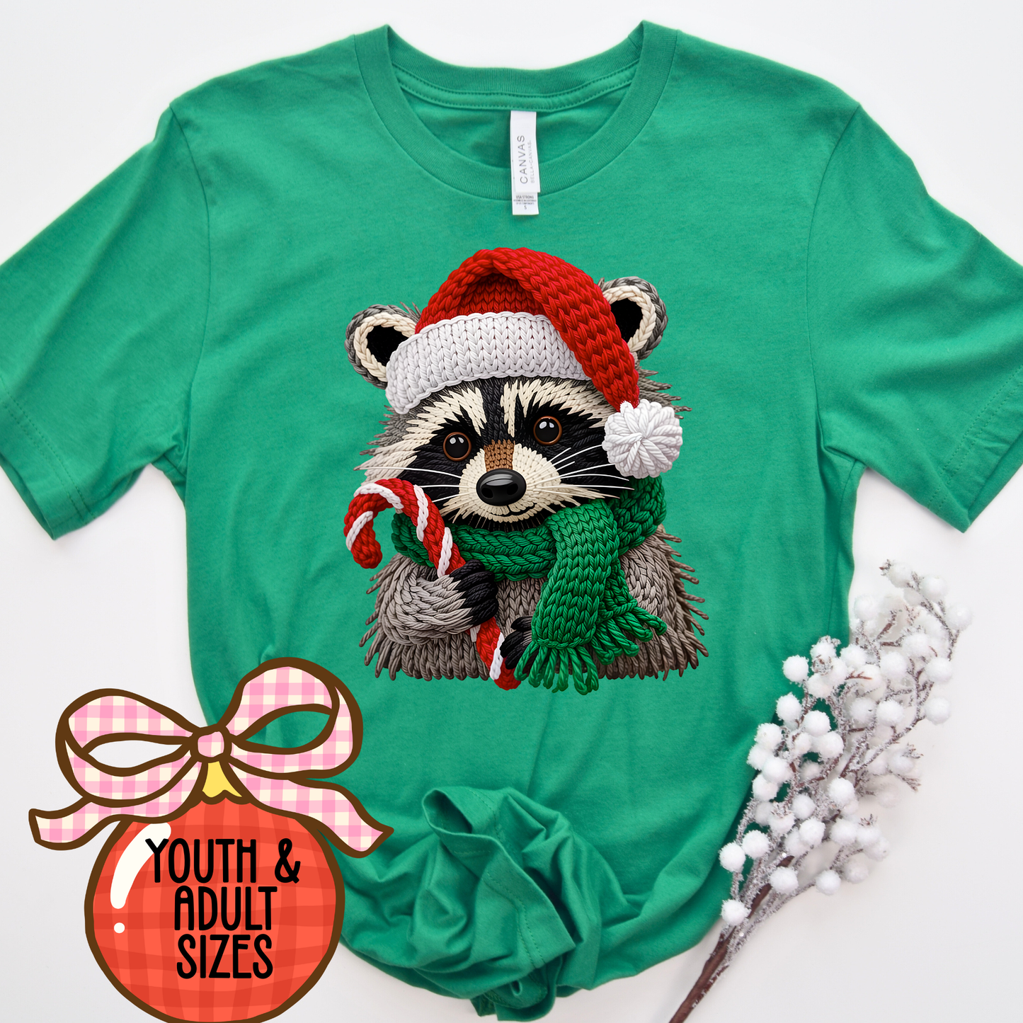 FAUX YARN CHRISTMAS RACCOON SHIRT - SNOW DAY EXCLUSIVE