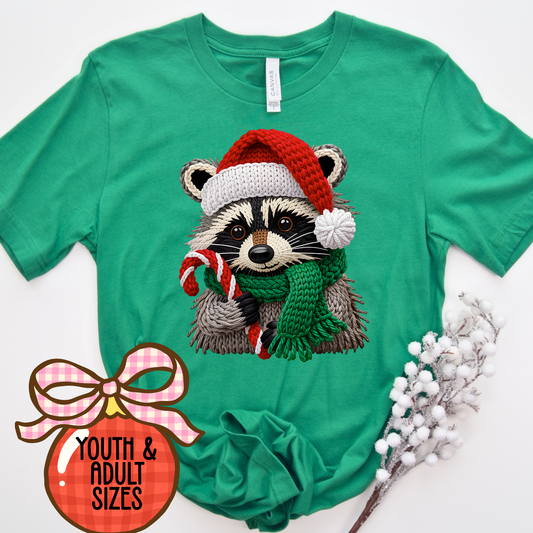 FAUX YARN CHRISTMAS RACCOON SHIRT - SNOW DAY EXCLUSIVE