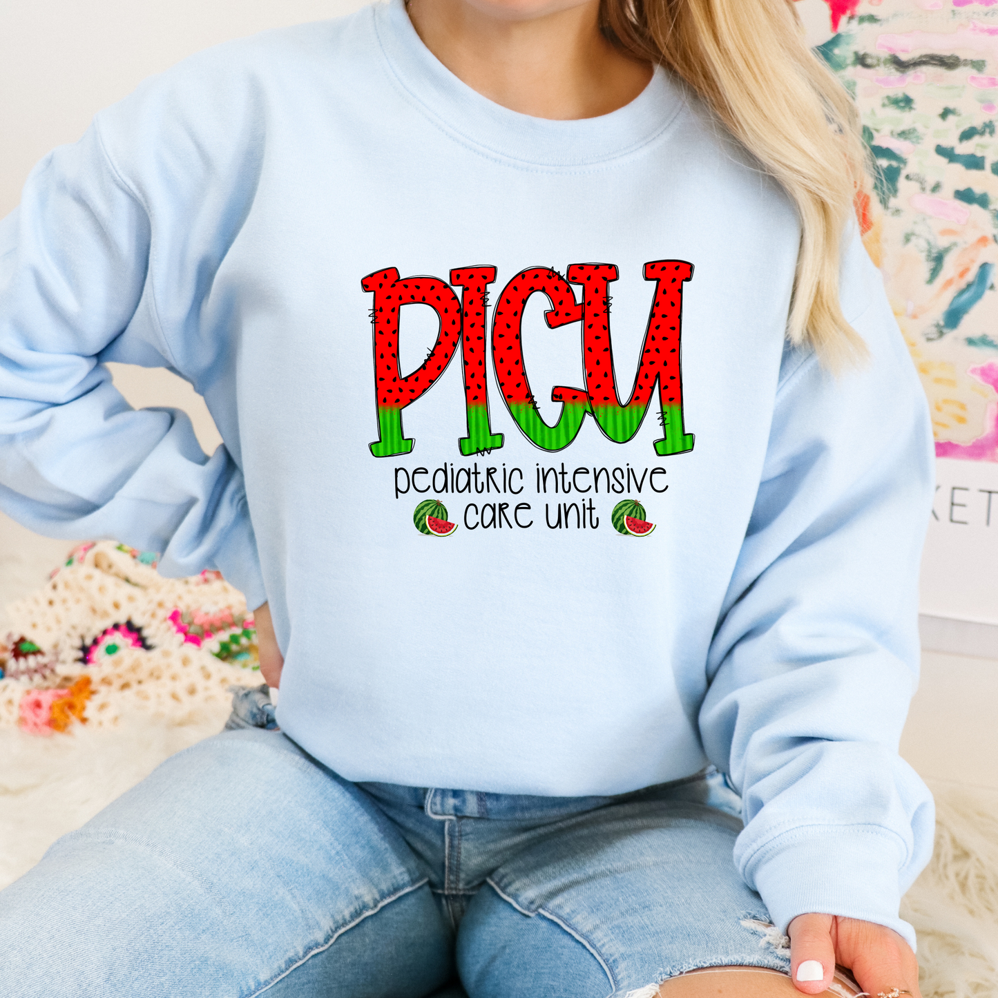 PICU Nurse Crewneck Sweatshirt