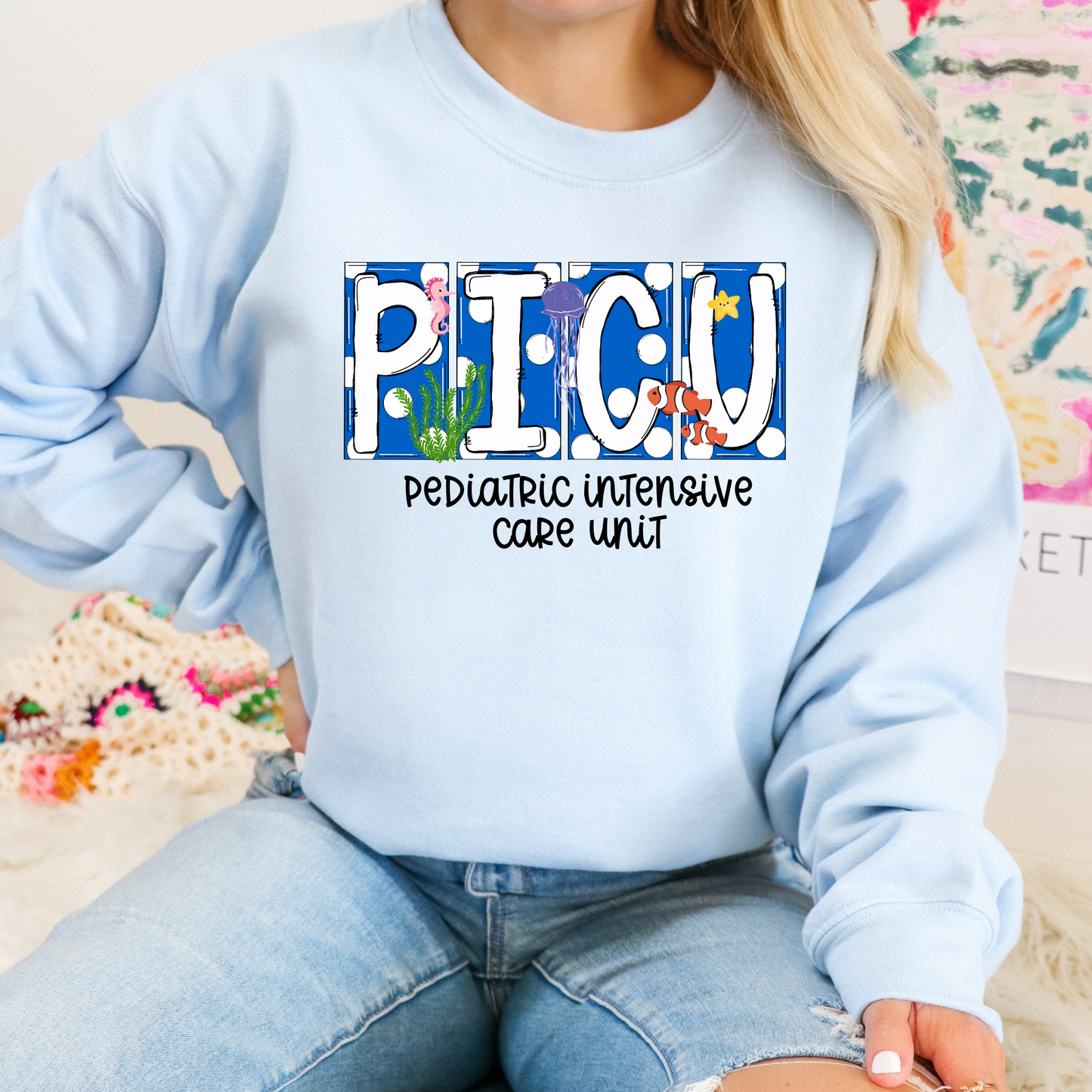 PICU Nurse Crewneck Sweatshirt
