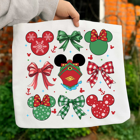 Coquette Bow Christmas Cruise Shirt for Adults and Kids