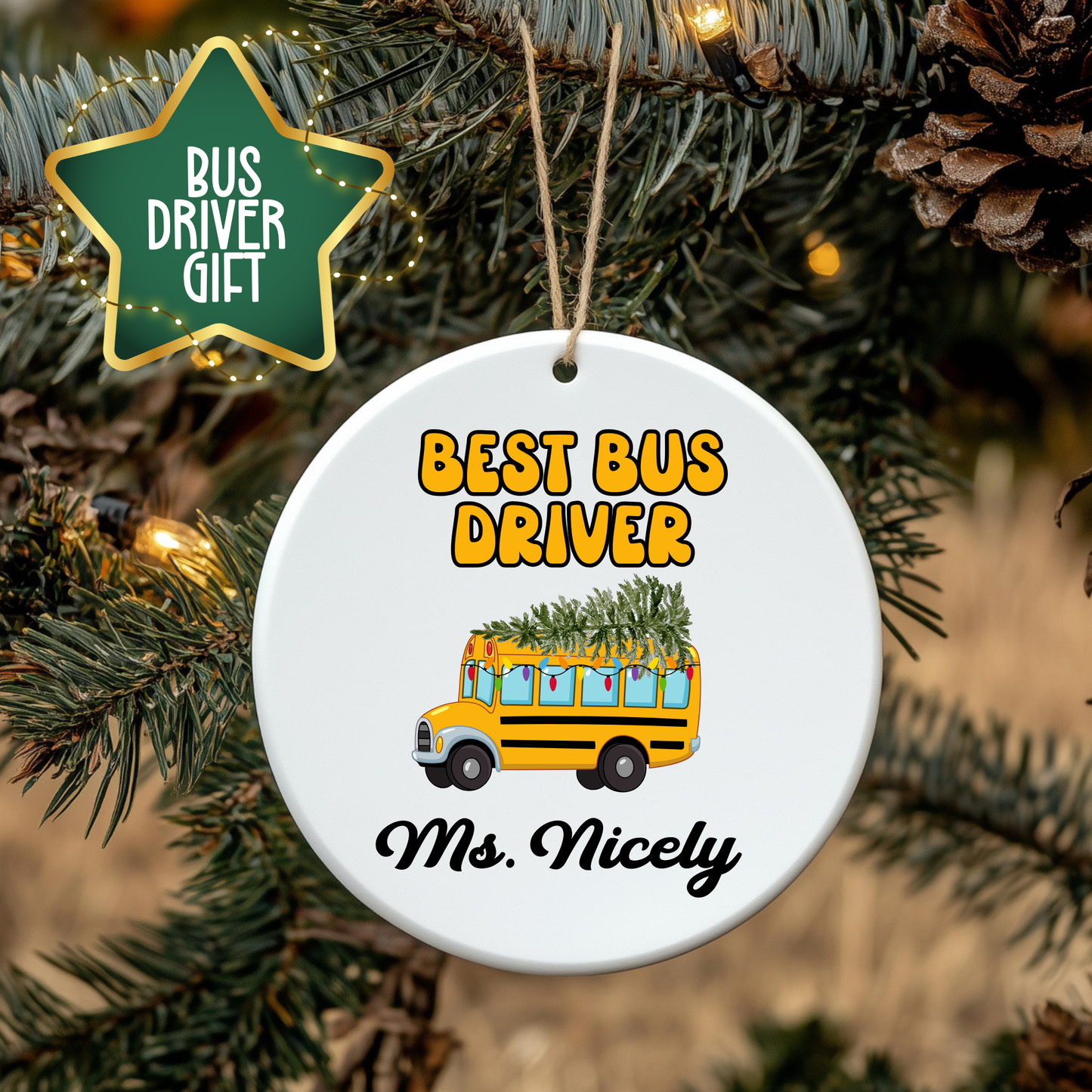 Custom Bus Driver Ornament | Personalized Gift Under $25
