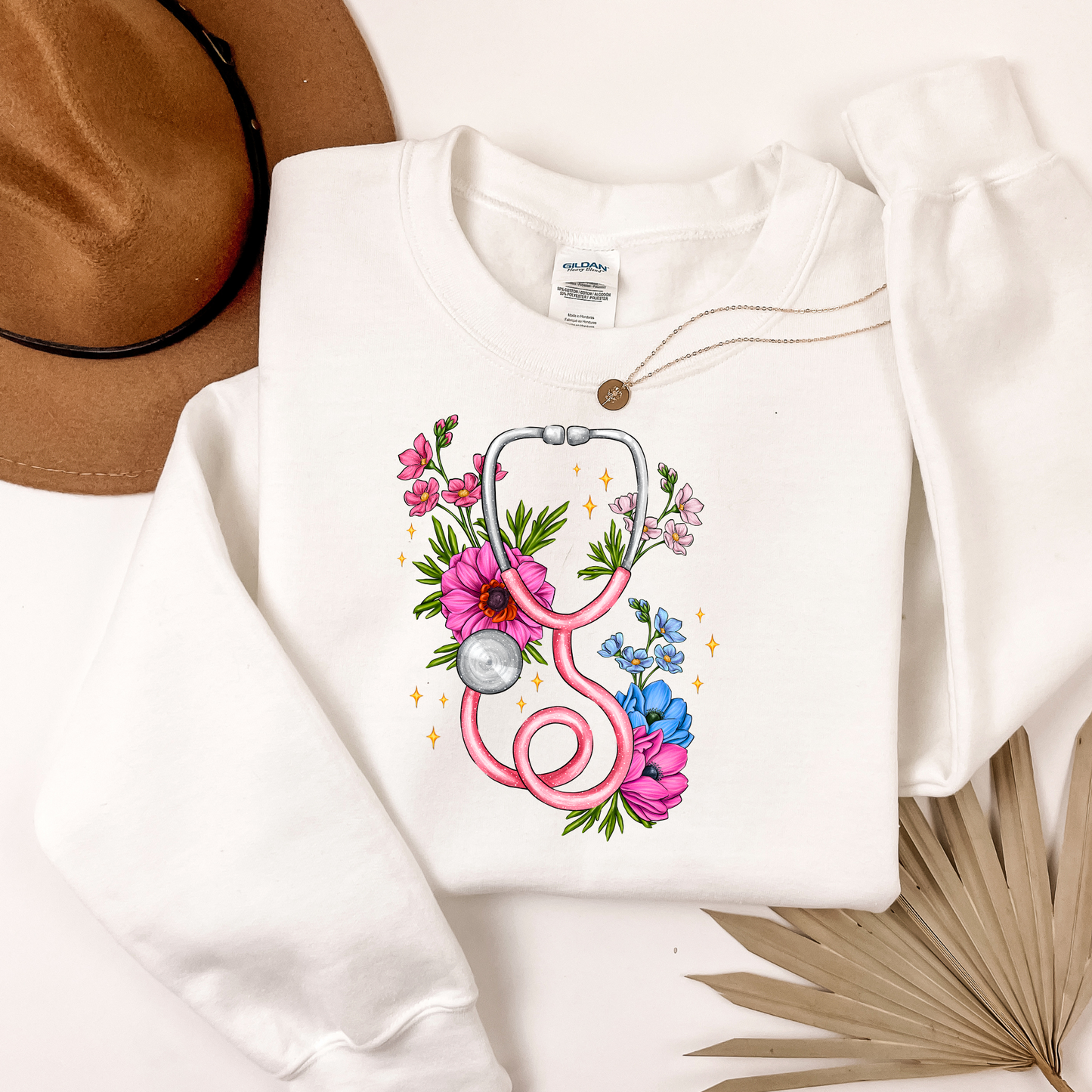 Nurse Floral Stethoscope Sweatshirt