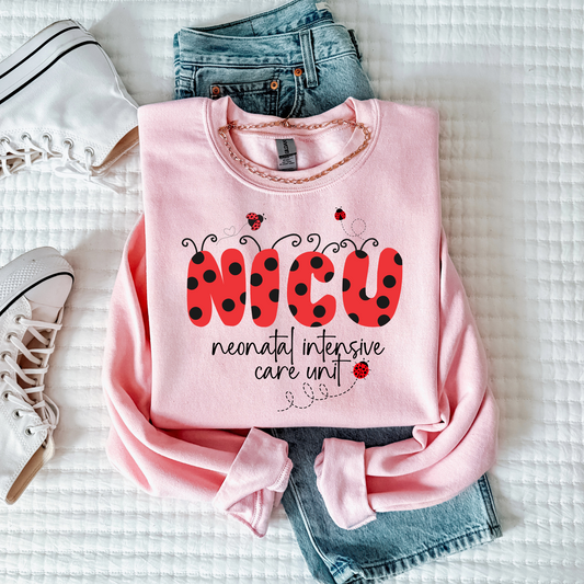 Ladybug NICU nurse crewneck sweatshirt