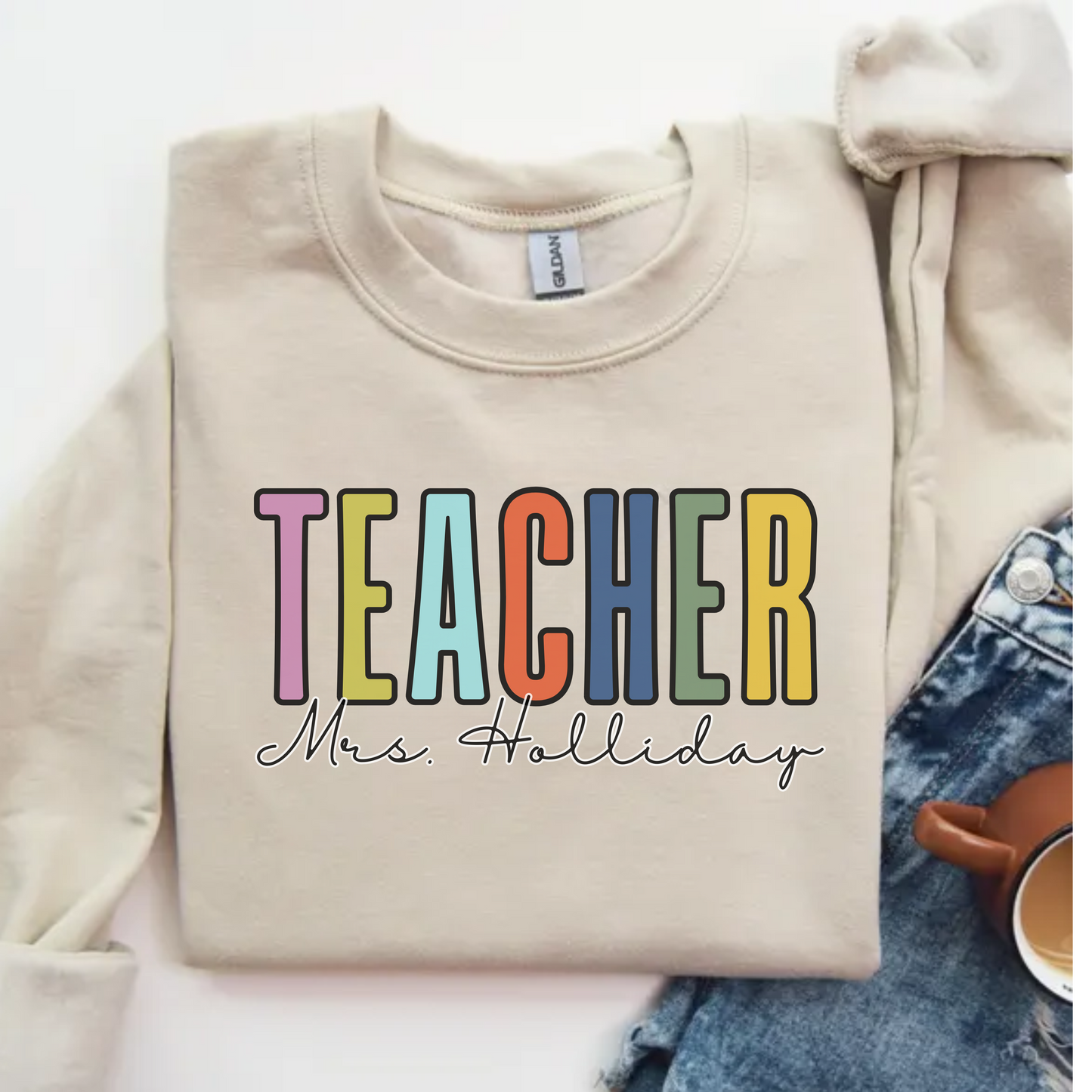 Custom Teacher Crewneck Sweatshirt with Name