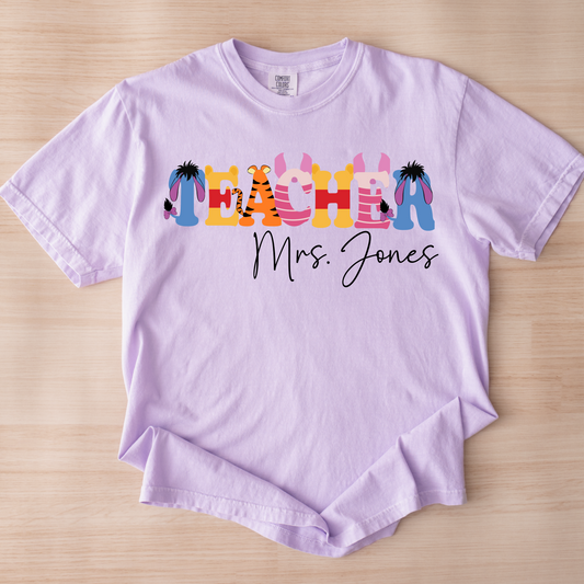 Custom Magical Forest Teacher Shirt with Name