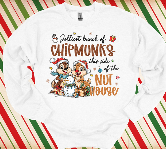 Chipmunks Nuthouse Christmas Crewneck Sweatshirt for Kids and Adults